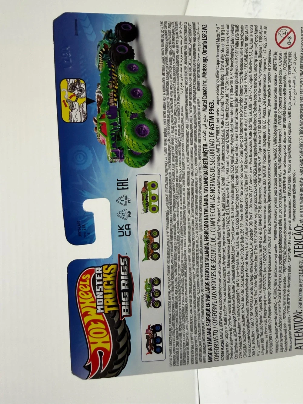 Hot Wheels Monster Trucks Big Rigs Wreckin' Wolf - Green & Purple
